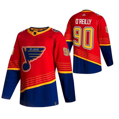 Men St. Louis Blues #90 Oreilly Red NHL 2021 Reverse Retro jersey